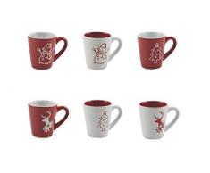 Galileo Casa 2197103 s/6 tazzine Caffe Stoneware Xmas, Assortito