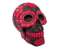 Nemesis Now - Statuetta a Forma di Teschio, Motivo Floreale, 15 cm, Colore: Rosso