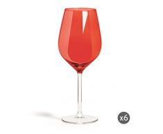 Excelsa Scratch Set 6 Calici Vino, Vetro, Rosso