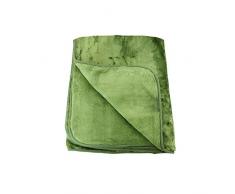 Amago 40024-85-2040 - Telo arredo/ Copriletto/ Copridivano in microfibra effetto cachemire, XXL, 220 x 240 cm, colore: Verde scuro