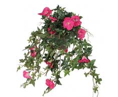 MICA Decorations 976713 - Vaso di petunie finte, Colore: Bianco