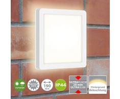 Briloner Leuchten Luce LED, Lampada da Parete da Esterno con retroilluminazione, 8 Watt, 1.200 Lumen, 4.000 Kelvin, Bianca, Quadrata, 190x190x28 mm (largh 8 W