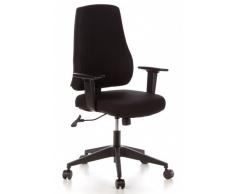 hjh OFFICE 608100 Sedia da ufficio/sedia girevole PRO-TEC 100 tessuto nero, meccanismo syncro relax, robusta, resistente allabrasione, braccioli regolabili, schienale regolabile in altezza, ergonomica, comoda, classica