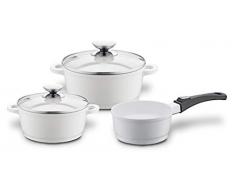 Berndes 032101 Vario Click Induction White - Set di 3 pentole, con 2 pentole Ã 20/24 cm con Coperchio in Vetro e Una casseruola Ã 16 cm