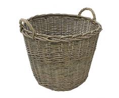 JVL Chunky Rotondo in Vimini portaoggetti con Manici, Naturale, 50Â x 50Â x H40Â CM