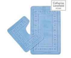 Catherine Lansfield, Set di tappetino da bagno intero e sagomato, 2 pz., Azzurro, 50 x 80 cm/50 x 40 cm
