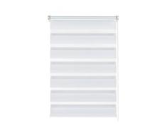 GARDINIA Doppia tenda a rullo con morsetto di fissaggio o adesiva, Doppia tenda a rullo/ Tenda a rullo con catenella laterale, Trasparente e con strisce opache, Kit di montaggio incluso, Bianco, 100 x 150 cm (LxA)