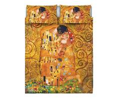 Italian Bed Linen Parure letto matrimoniale 2 Pst Con Stampa Digitale, 1 Lenzuolo + 2 Federe, Multicolore, 255 X 300 X 1 Cm