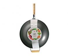 Home Wok Antiaderente con Manico, Alluminio, Nera, 35 cm