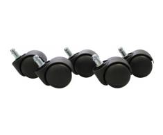 Amstyle SPM1.914 - Set di 5 rotelle per sedie da ufficio, per pavimenti morbidi/tappeti, PIN 11/50 mm, colore: Nero