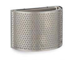 Relaxdays Lampada a Parete Semicircolare, per 1 Lampadina, 2 Aperture, Lati, Ferro & Lino, 17x25x12,5 cm, Marrone, Argento, 17 x 25 x 12,5 cm