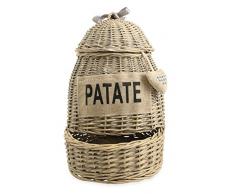 Villa dâEste Home Tivoli la Cucina Cesto in Vimini Porta Patate Shabby, Bianco, 38 cm
