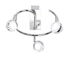 WOFI PLAFONIERA, 3Â luci Fulton 3Â x LED/6Â W, diametro 30Â x 19Â x 30Â x 7, 5Â cm, 3000Â K, 500Â lm, classe di consumo energetico A +, cromo 9740.03.01.0000