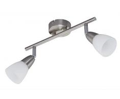 Briloner Leuchten Plafoniera con 2 lampadine E14 Max. 40 W, faretti girevoli e orientabili, Nichel Opaco, 316x115mm (LxH)