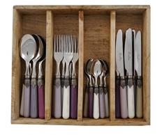 Vintage - Servizio di Posate in Acciaio Inox, Manico in plastica acrilica, 24 Pezzi, Colori Vari