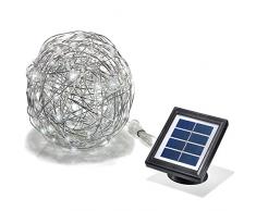 Esotec 102112 Wireball - Lampada a energia solare, 50 LED, in alluminio, a luce bianca fredda