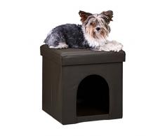 Relaxdays Cuccia Puff Pieghevole per Cane/Gatto, Finta Pelle, 38 X 38 X 38 cm, Nero