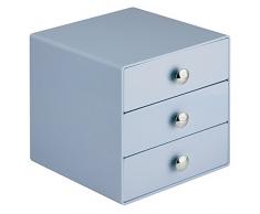 InterDesign Drawers Cassetti Porta Trucchi, Mini Cassettiera Di Qualità Per Make Up, Bijoux Ecc, Cubi Porta Cosmetici Con 3 Cassetti, Plastica Celeste