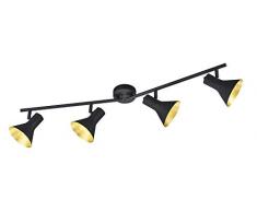 Reality Leuchten Reality R80164002 Faretto Lampada in Metallo, Nero/Oro