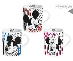Home 742071 Disney Mickey Mark Set 6 Tazze Mug, Porcellana, Decori Assortiti, CC 330