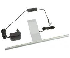 Nino Leuchten 79002001 - Illuminazione da armadio a 20 LED in nichel satinato con interruttore e adattatore, larghezza 35 cm