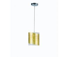Fan Europe I-PARIS/S1 Lampadario a sospensione cilindrico, Vetro, 60 watts, Oro, alogena