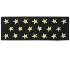 Jute & Co. Zerbino in Fibra di Cocco Stelle, Nero, 26 x 76 cm