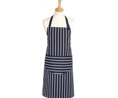 Classic Butchers Stripe Grembiule lungo da adulto, 100% cotone, motivo a righe classico Blu navy