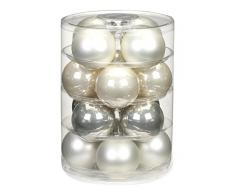 Inge-glas 15181D004-MO, Palla per Albero di Natale, 16 Pezzi, Mix A Winters Tale, 75 mm, Bianco Opaco/Colore Opale/Grigio Chiaro perlaceo