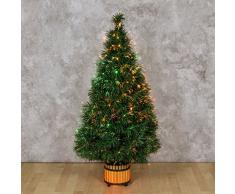 XMASKING Albero Verde 120 cm, Fibre ottiche Multicolor sfumate, Giochi di Luce Colorati, trasformatore 12V, Alberi di Natale Finti, alberelli Colorati
