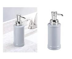 InterDesign Hamilton Dispenser Pompa di Sapone, Ceramica, Blu, 9x20.25x0.2 cm