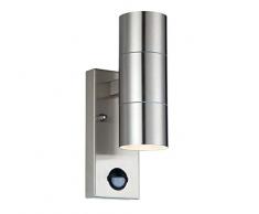 Luceco applique esterno decorativo con sensore di movimento GU10, metallizzato, 21Â x 85Â cm