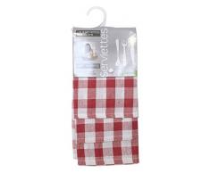 Soleil dOcre 838004 quadretti Normands-Set di 3 asciugamani, in cotone, dimensioni: 45 x 45 cm, COLOR_NAMEe: Rosso