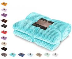 DecoKing Henry, Morbida Coperta in Microfibra/Pile, Coperta da Giorno, da Salotto, in Stile scandinavo, Poliestere, Turchese, 150 x 200 cm