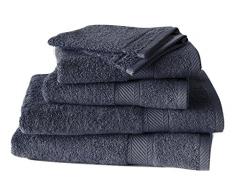 De Witte Lietaer - 199815, Set da bagno in cotone, incl. 2 guanti, 2 asciugamani 50 x 100 cm e 2 teli doccia 70 x 140 cm, Grigio scuro (Gris Foncé)