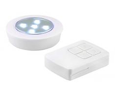 VELAMP Pushlight Luce LED a Pressione, con Telecomando Multifunzione, Bianco, 10x10x2.5 cm