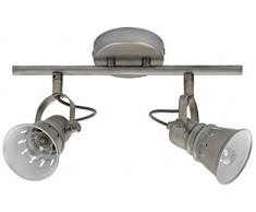 Mathias 3360542 Detroit - Barra con 2 faretti, 18 W, E14, 230 V, altezza 16 cm, lunghezza 28 cm, colore grigio
