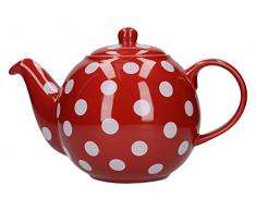 London Pottery - Teiera da 6 Tazze, Motivo a Pois, Colore: Rosso