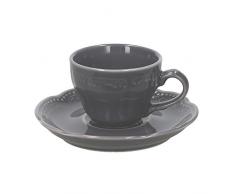 Tognana Charme Confezione 6 Tazze da caffè con Piattini, Porcellana, Grigio