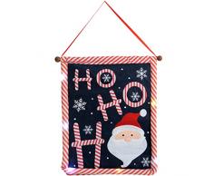 WeRChristmas - Decorazione natalizia a bandiera, da appendere, motivo: Babbo natale Ho-Ho-Ho, con luce LED cangiante, 50 cm, multicolore