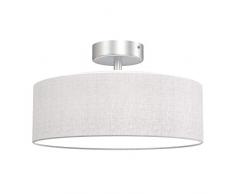 Briloner Leuchten Plafoniera, 1 x E27 Max. 40 Watt, Paralume, Colore: Bianco Satinato, Ã 30 cm, Tessuto W, WeiÃ-Satin, Ã 30cm