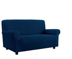 Italian Bed Linen Più Bello Copridivano bielastico Sagomato Tessuto a Struttura Liscia, Poliestere, Blu Scuro, 3 Posti, 180-250 cm