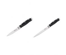 Lagostina Coltello Spelucchino, 9 cm, Nero e Acciaio + Coltello Cucina, 12.5 cm, Nero e Acciaio