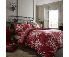 Catherine Lansfield Canterbury Check Set di Copripiumino 220x160x1 cm Rosso