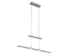 Briloner Leuchten 4005-012 Lampadario LED a Sospensione da soffitto â Design lineare ed Elegante, Barra con Fili ad Altezza Regolabile â 18 Watt, 1600 Lumen, W, Nichel Opaco