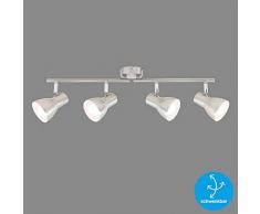Briloner Leuchten Plafoniera, Lampada da soffitto, faretti orientabili e inclinabili, 4X E14, Max. 25 Watt, retrÃ², Nichel Opaco, 605x80x150 mm (LxPxH)