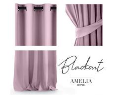 AmeliaHome Blackout Tenda 1 Pezzo Oscurante, Poliestere, Colore: Rosa, 140x245