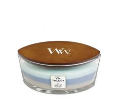 Woodwick Ellipse Trilogy Candela profumata con Fiamma Hearthwick, Tessuti accoglienti