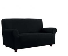 Italian Bed Linen Copridivano Bielastico Sagomato Tessuto a Struttura Liscia, 2 Posti, 140 - 180 cm, Nero