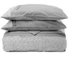 Just Contempo - Copripiumino trapuntato in stile vintage chic, Cotone, Grigio, Doppio